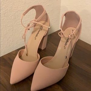 Pink nude chunky heels size 8 never worn outside.